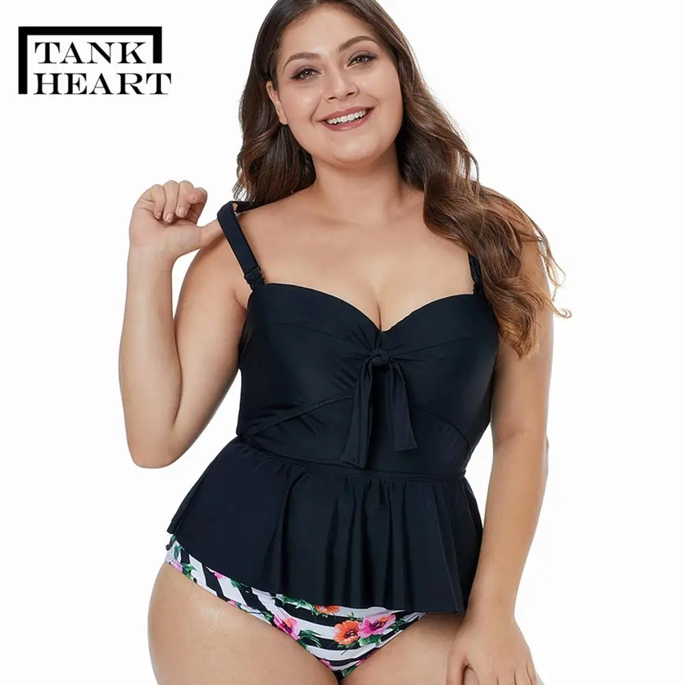 Black poto sexi women’s two piece swimsuit tankini plus size swimwear large size swimsuits two piece bikini swimdress swim suit