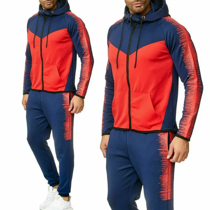 Men Jogging Train TrackSuit Sport Jacket Sweater Suit Set Trousers Поезд Zug