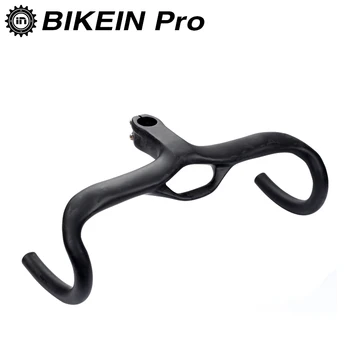 

BIKEIN Full UD Carbon Road Bike Integrated Handlebar Stem With Extender Cycling Bicycle Drop Bar Matte Black Ultralight 367g