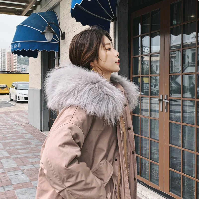 

Winter Cotton-padded Jacket Women's 2018 New Style Korean-style Loose-Fit Short Large Fur Collar Thick Workwear INS Cotton Coat