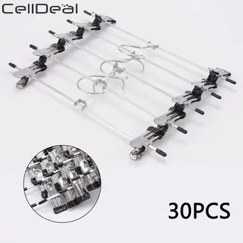 

CellDeal 30Pcs Adjustable Stainless Steel Trousers Rack Clip Anti-slip Clothespin Pants Clamp Clothes Hanger