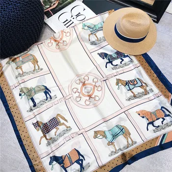 

Fashion Scarves for Women Shawl Horses Print Silk Satin Hijab Scarf Female Bandana 90*180cm Brand Shawls Scarfs For Ladies