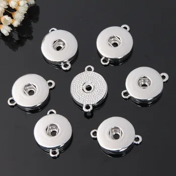

30pcs/lot Diy Interchaneable Double Hole Snap Button Findings Metal Button Charm Pendant Fit 18mm Snap Button Necklace