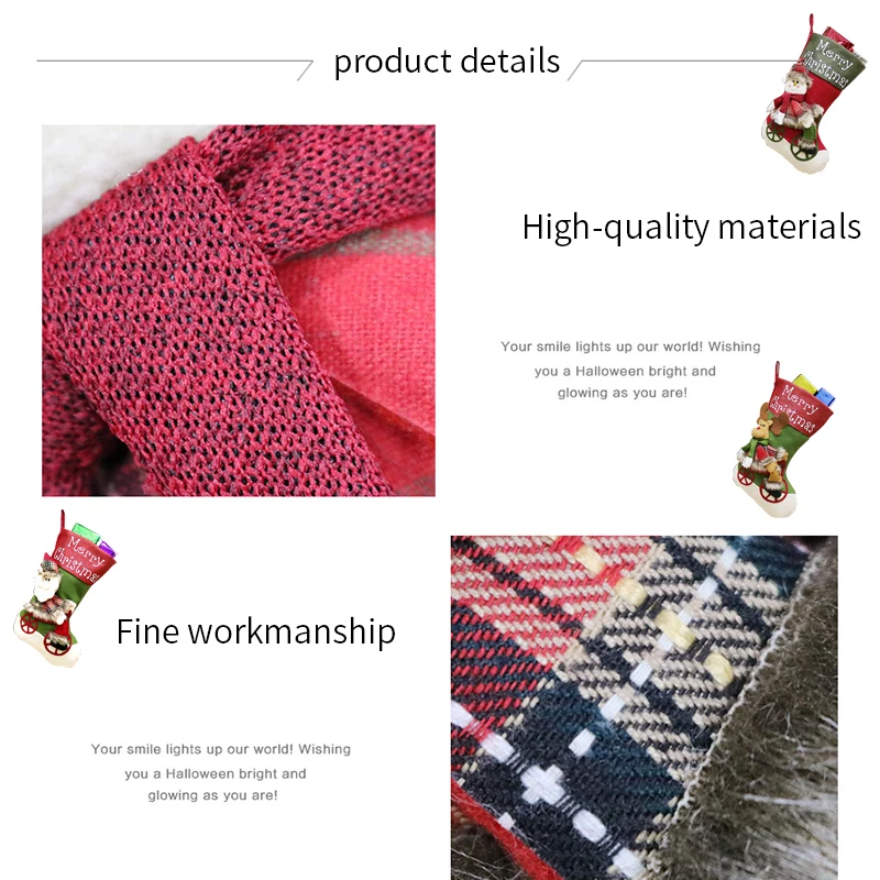 Рождественские украшения, рождественские носки с подвеской для конфет и подарочных сумок, вечерние шляпки, рождественский подарок для детей