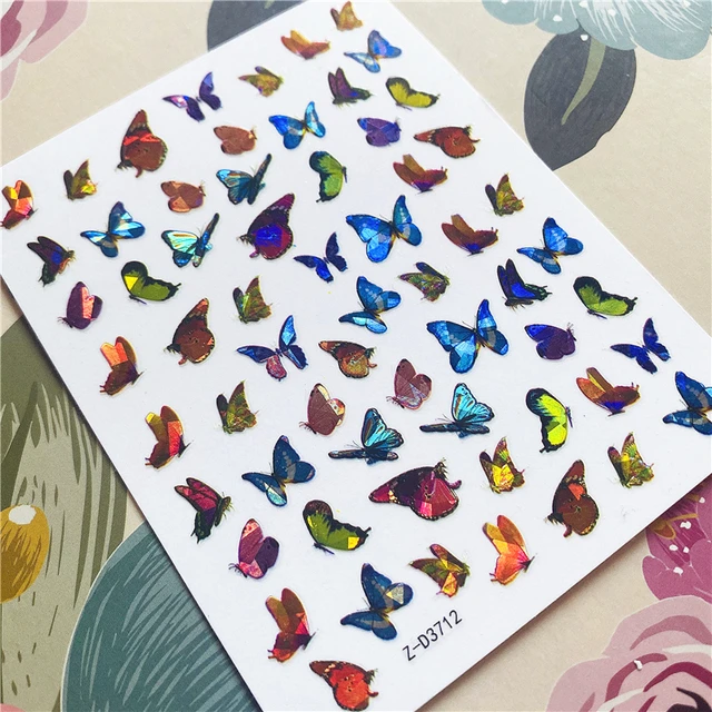Z-D3702 Z-D3706 Colorful butterfly 3D Back glue Nail decal Nail sticker Nail decoration Nail art Nail ornament Z-D3712