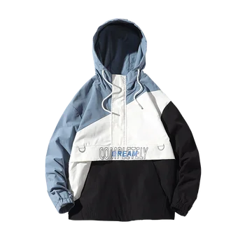 

Hip-hop autumn national nightclub rock impact color splicing thin trench college casual wear coat