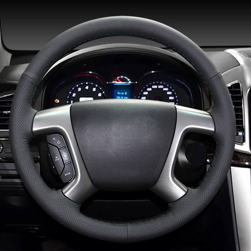 DIY Ручная работа черная натуральная кожа чехол на руль для Chevrolet Captiva 2007- Silverado GMC Sierra 2007-2013
