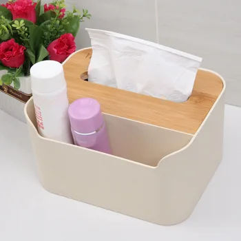 

Home Kitchen Wooden Plastic Tissue Box Solid Wood Napkin Holder Case Simple Stylish Bamboo cover Hotel storage box Container