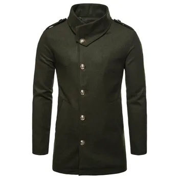 

OLOME Men Fashion Turn-down Collar Wool Coat Blend Single Breasted Coat Jacket Men Brand Overcoats Autumn Wool&Blends Jackets