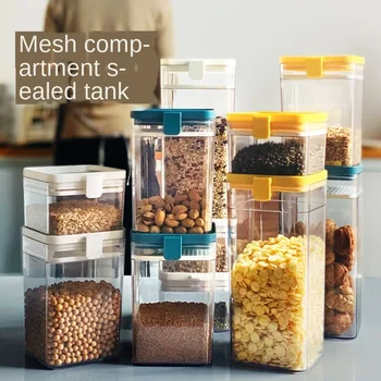 

New Square Sealed Household Kitchen Moisture-Proof Seal Fresh-Keeping Box Beans Food Storage Tank Transparent