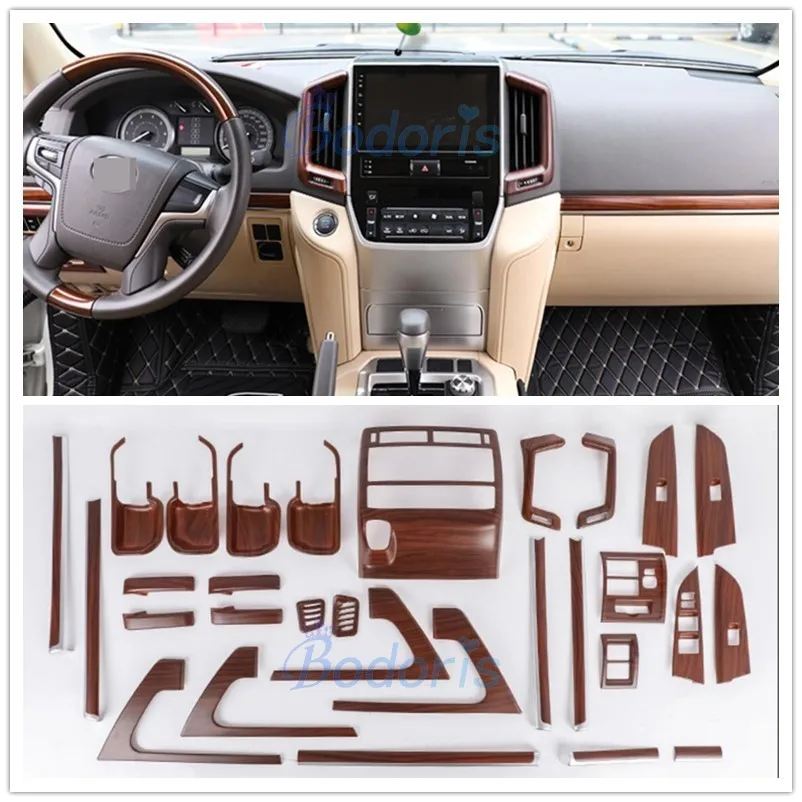 

Wooden Color Door Holder Handle AC Outlet Dashboard Trim Car Styling 2016 2017 2018 For Toyota Land Cruiser 200 Accessories