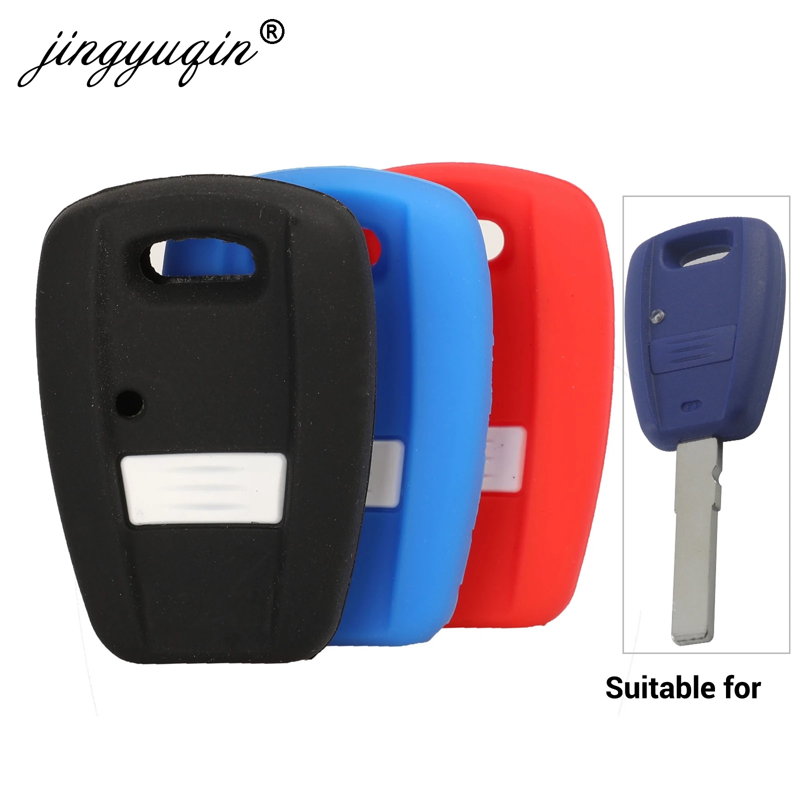 

jingyuqin Car Styling Remote Key Case 1 Button For Fiat Punto Doblo Bravo Transponder Silicone Auto Key Cover Protetor Holder