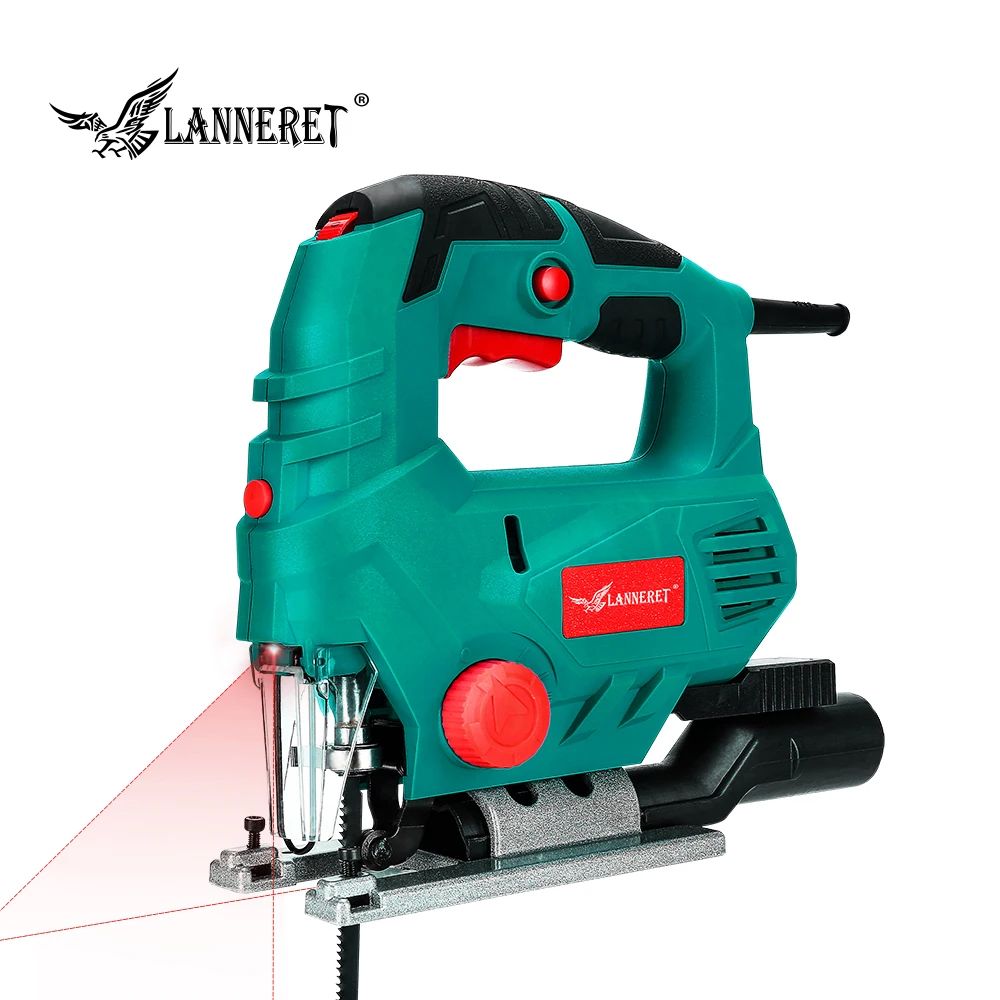 Baratos LANNERET 800W Sierra de calar láser de velocidad Variable sierra eléctrica multifuncional rompecabezas regla de Metal 2 piezas hojas de sierra para carpintería