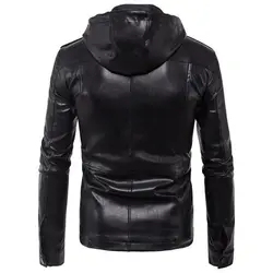 Модная кожаная куртка мужская черная искусственная кожа шляпа пальто рок мужская одежда 2019