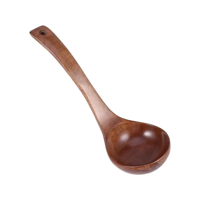 

28cm Large Spoon Household Healthy Soup Spoon Wooden Long Handle Soup Ladle Cooking Spoons Kitchen Utensils Accessories