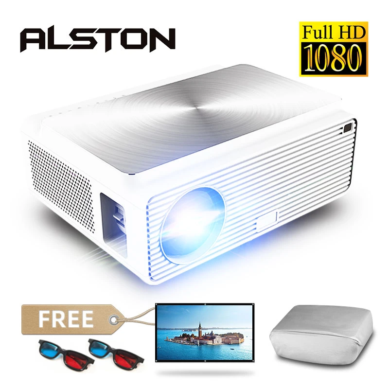 ALSTON Q9 Full HD 1080p projector 4k 6500 Lumens cinema Proyector Beamer HDMI-compatible USB AV VGA H96 MAX with gift laser projector 4k