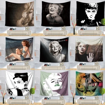 

Mandala Painting marilyn Monroe Tapestry Carpet Rug Wall Hanging Audrey Hepburn Plus Long Table Cover Hippie Tapestries Home Art