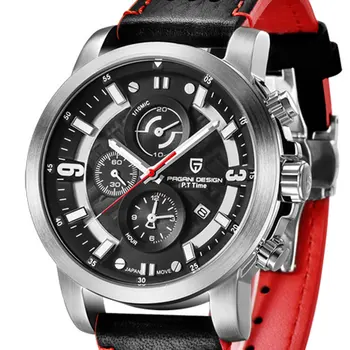 

43mm Pagani design quartz mens watch Leather strap men's Leisure sport wristwatch Saat countdown watch