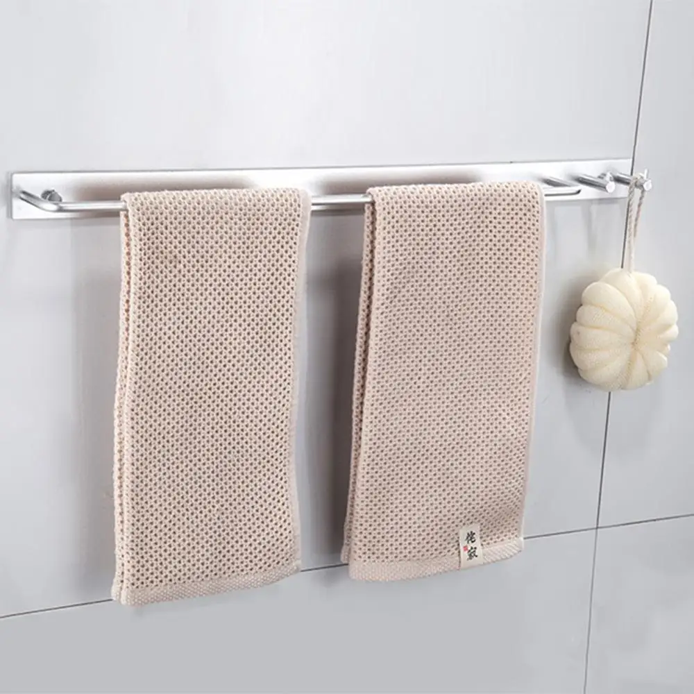 

Towel Racks Aluminum Towel Rack Thickened Punch-free Towel Rack with Two Hooks Over Door Towel Rack Bar Hanging Holder Bathroom