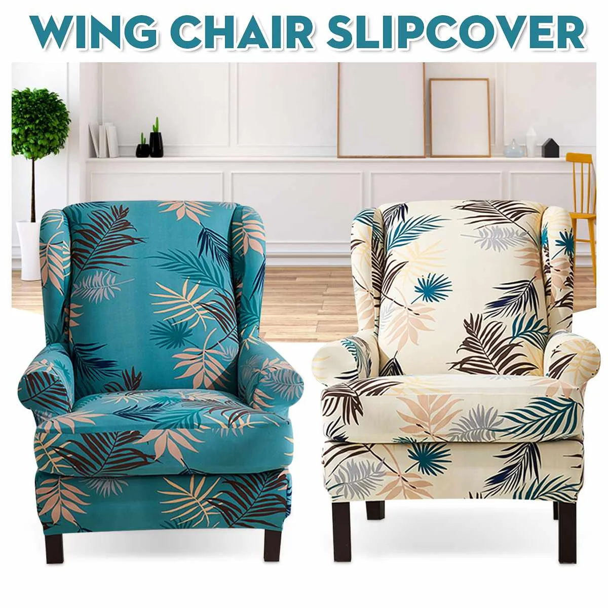 Wingback Чехол для стула с цветочным принтом эластичное кресло спандекс растягивающаяся задняя крышка для стула стрейч Протектор Чехол протектор