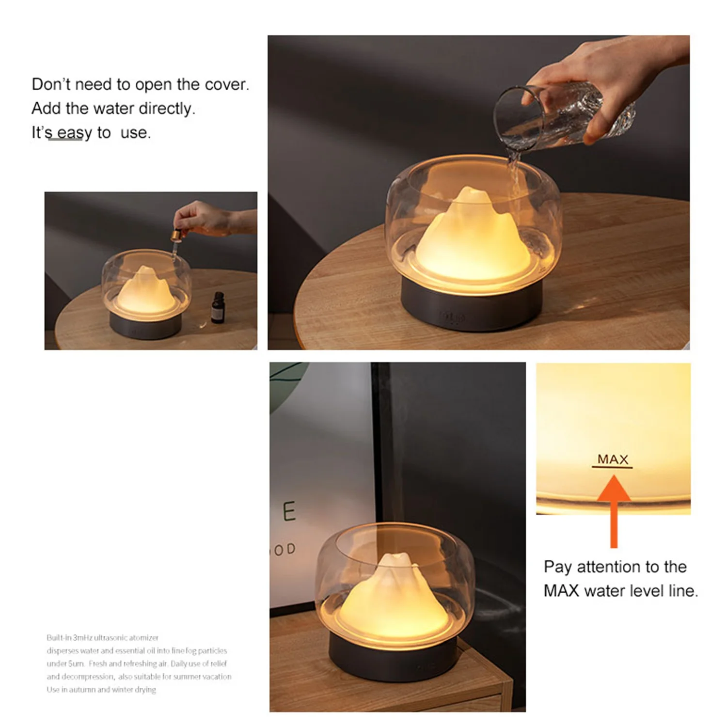 Арома-диффузор 400 мл Вид из окна диффузор для эфирных масел для аромотерапии с теплым и Цвет светодиодный светильник увлажнитель штепсельная вилка австралийского стандарта