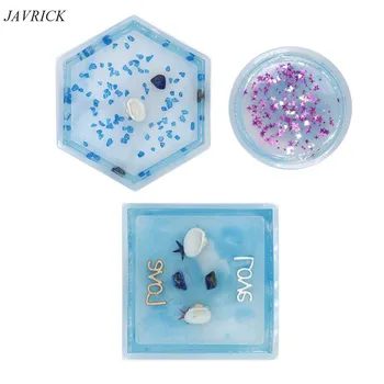 

3 Pack DIY Coaster Silicone Mold, Include Round, Square, Hexagon, Molds for Casting with Resin, Cement