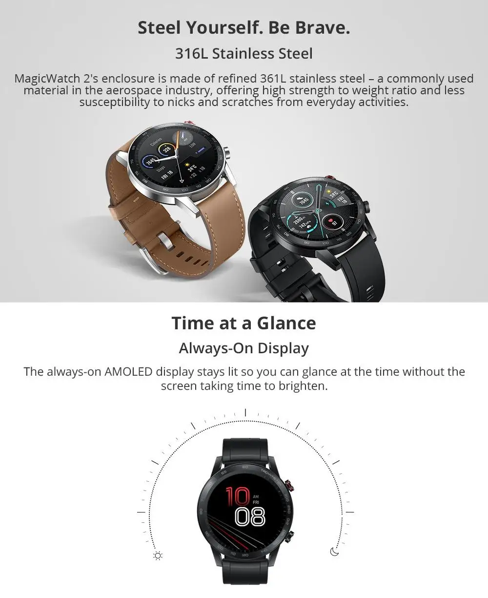 Original Global Version Honor Magic 2 Smart Watch 46MM 1.39 AMOLED Always-on Display 14-Day Battery 5ATM Waterproof GPS Watch 2