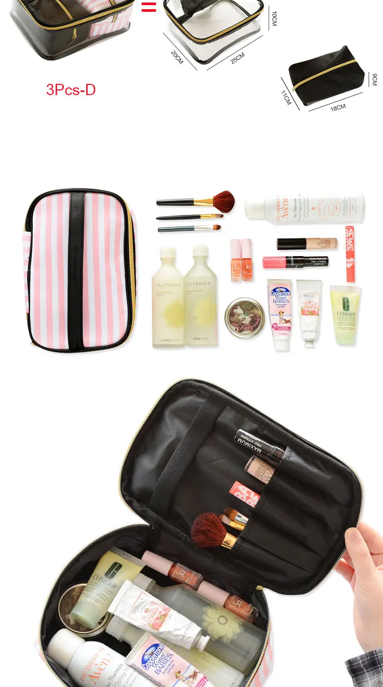 Прозрачный косметический пакет из ПВХ, органайзер для путешествий, набор туалетных принадлежностей, розовый Косметический Чехол, косметичка