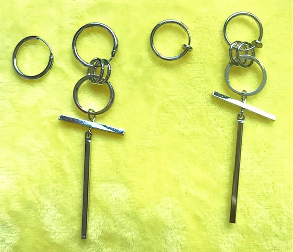 KPOP Stray Kids Huang Hyun Chen Bangtan Boys V Kim Tae Hyung Long Earrings Cross Ear Ring Earclip New Korea Group Thank You Card