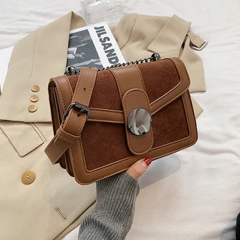 

Vintage Square Crossbody bag 2020 Fashion New Quality Matte PU Leather Women's Designer Handbag Chain Shoulder Messenger Bag