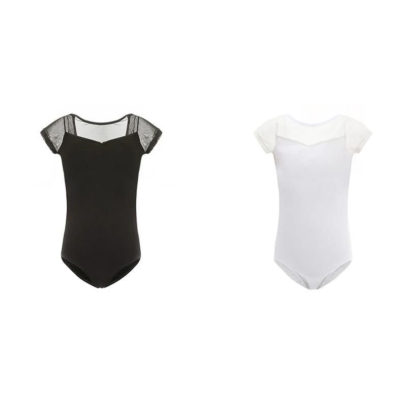 

Short Sleeve Gymnastic Clothing Mesh Gymnastic Ballet Dance Clothes Leotards For Girls