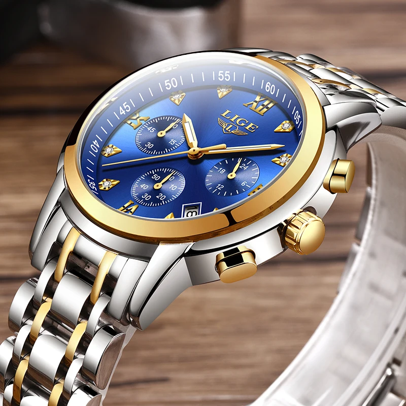 

LIGE Mens Watches Top Brand Luxury Chronograph Fashion Watch Men Business Waterproof Full Steel Quartz Watch Relogio Masculino
