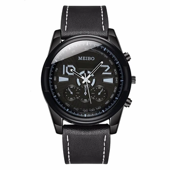 

Hot Fashion Men Leather Military Watch Luxury MEIBO Man Sport Watches Quartz Clock Relogio Masculino