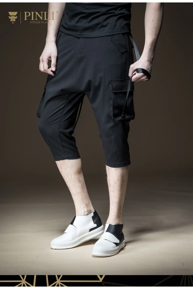 Новые мужские черные летние укороченные брюки Оригинальные узкие укороченные брюки мужские летние повседневные B182317307