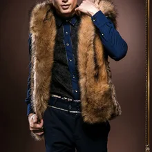 Европейская и американская мужская одежда, осенняя и зимняя мужская шерстяная жилетка с капюшоном, плюшевая модная меховая шуба, искусственный Заячий мех