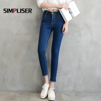 

Basic Jeans Pants Women High Stretch Denim Trousers Ankle Length Slim Jeans Leggings Plus Size 32 Ladies Push Up Pencil Pants
