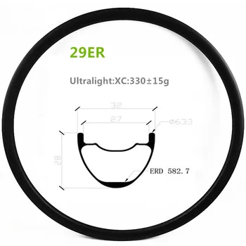

330g Ultralight 29er mtb carbon rim 32x28mm XC tubeless mountain bike carbon wheel bicycle hoop 29 24H/28H/32H UD matte/glossy