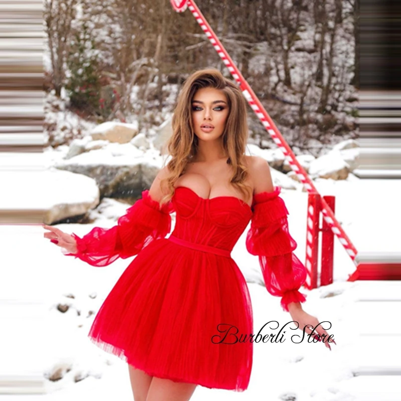 Pretty Red Tulle Mini Dress Women See ...