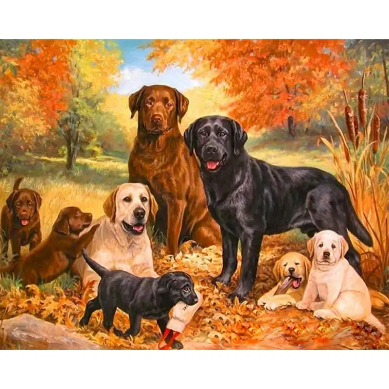 

GATYZTORY Frame Animal DIY Painting By Numbers Dogs Picture HandPainted Oil Painting Drawing On Canvas Unique Gift Wall Decor