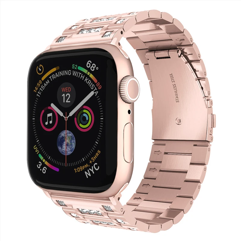 Ремешок для Apple watch band 42 мм 38 мм с бриллиантами 44 мм 40 мм correa Apple iWatch series 4 3 2 роскошный браслет из нержавеющей стали