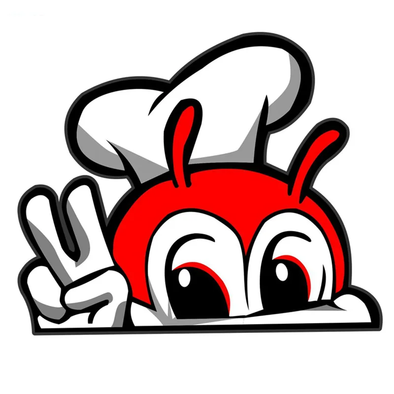

Cute JOLLIBEE Peeking Anime Car Sticker and Decal Creativity Bumper Window Windshield Cover Scratches Waterproof Accessories PVC