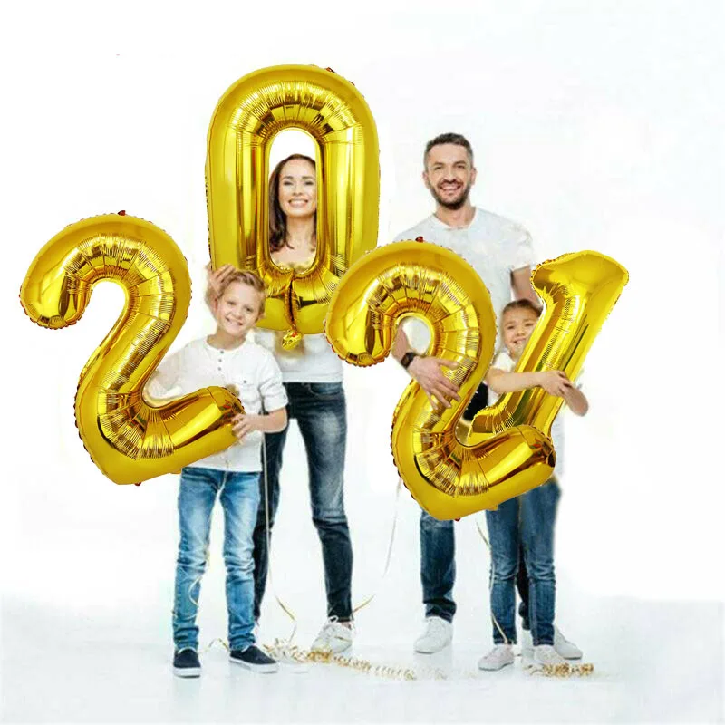 32 дюйма 16 дюймов новогодние шары из фольги с цифрами 2021 воздушные розового золота