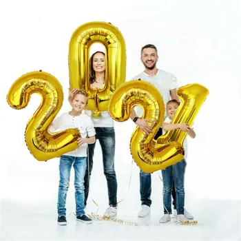 

32inch 16inch New Year 2021 Number Foil Balloons Rose Gold Silver Air Balloons Christmas Decorations Happy New Year 2021 Globos