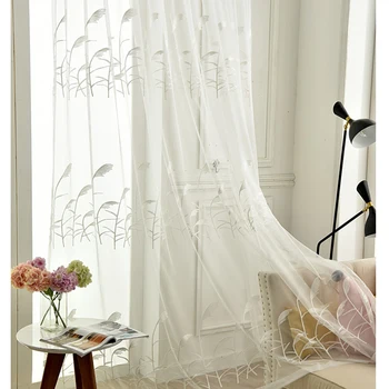 

White Embroidery Wheat Tulle Curtains for Bedroom Window Screens Fashion Sheer Voile for Living Room Kitchen Yarn