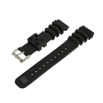 

Rubber Watch Band Black 22mm Sport Watch Strap Two-Piece Strap With Stainless Steel Buckle Waterproof Replacement Watchband