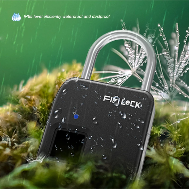 Fipilock Smart Fingerprint Lock Keyless USB Rechargeable Access IP65 Waterproof Anti-Theft Security Padlock Door Luggage Lock