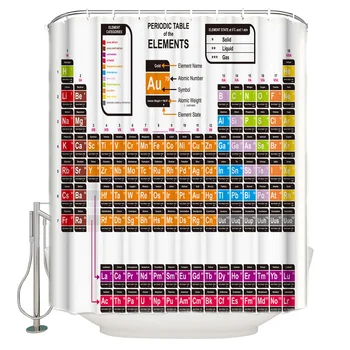 

Periodic Table Of Elements Chemistry Shower Curtain Bathroom Curtain Polyester Fabric Bath Curtain Washable Home Bath Decor