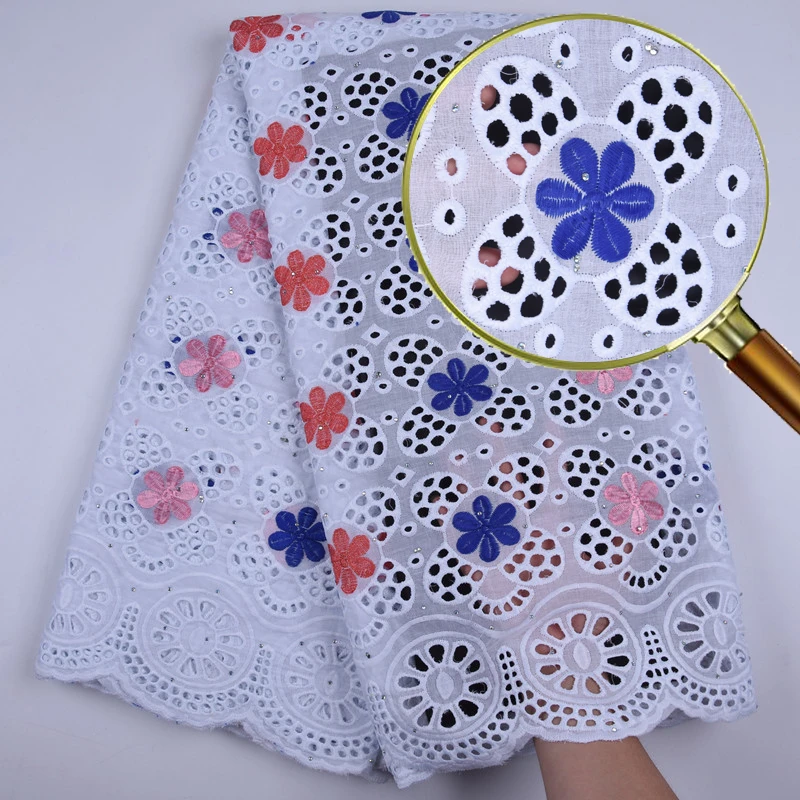 

African Nigerian Hollow Out George Lace Fabric High Quality Cotton-Like Beads Lace Fabrics For Wedding Party Sew