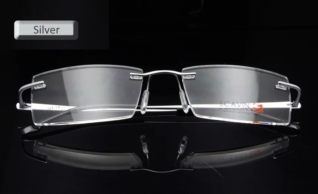 Sorbern Brand Men's Rimless Eyeglasses Pure Titanium Glasses Frame for Men Ultralight Memory Prescription Glasses oculos de grau silver