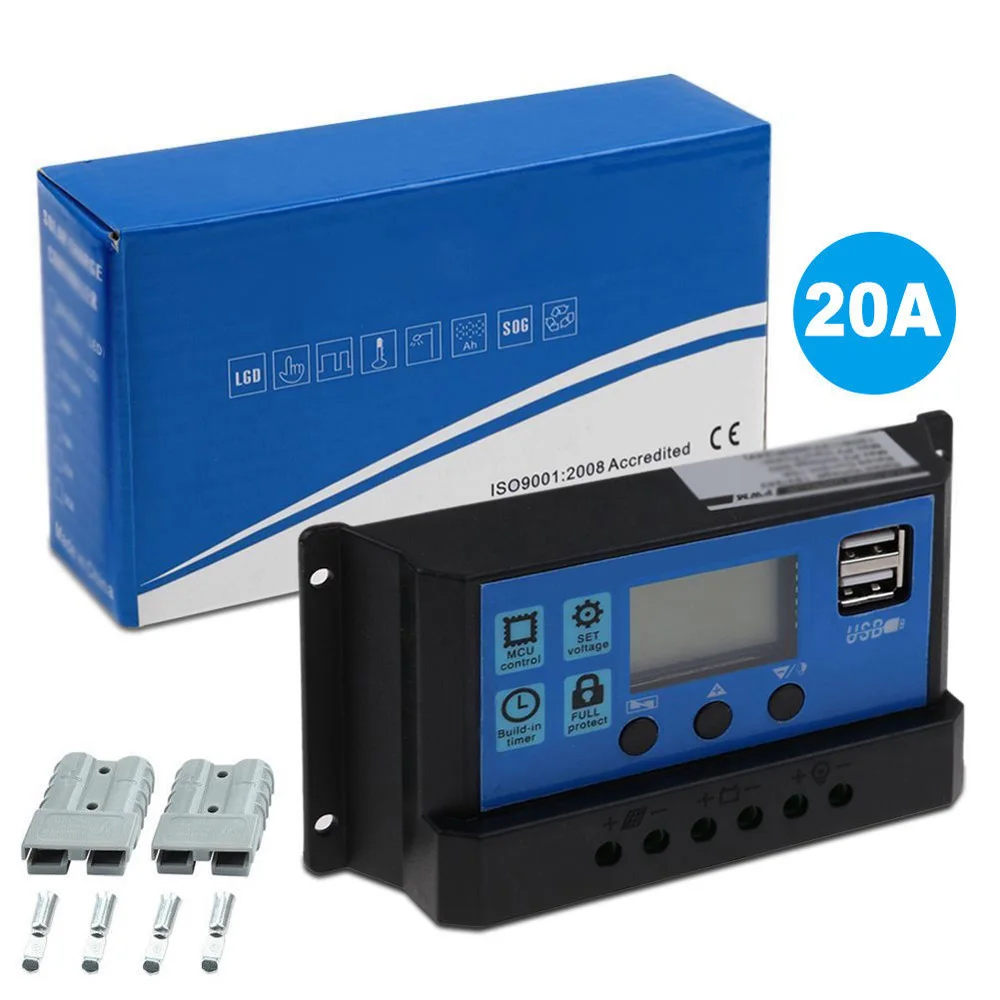 12 V-24 V Панели солнечные регулятор заряда аккумулятора зарядное устройство с Вилки низкой тепловой энергии